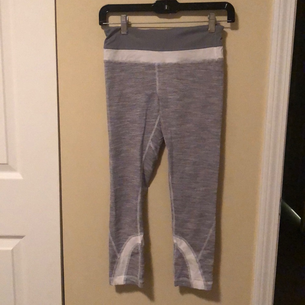 lululemon athletica Grey and White Cropped Leggings